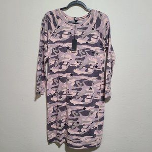 Monrow Star Print Camo Long Sleeve Sweater Dress Size XS